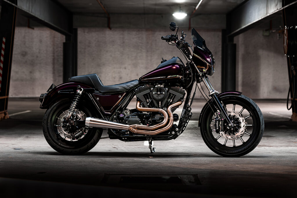 PURPLE PERFORMANCE: Twin-Cam Harley-Davidson FXR.
