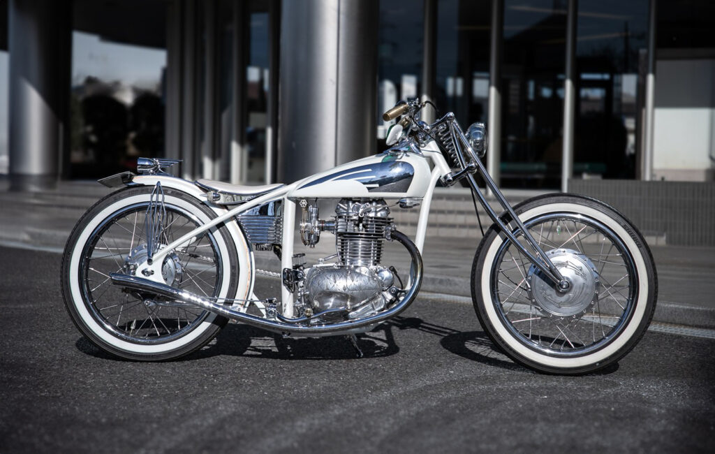 WHITE HOT: Kawasaki Estrella from Japan.