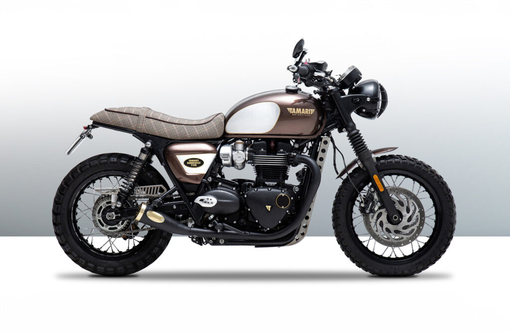 TWEED STEED: Triumph Bonneville from Spain.